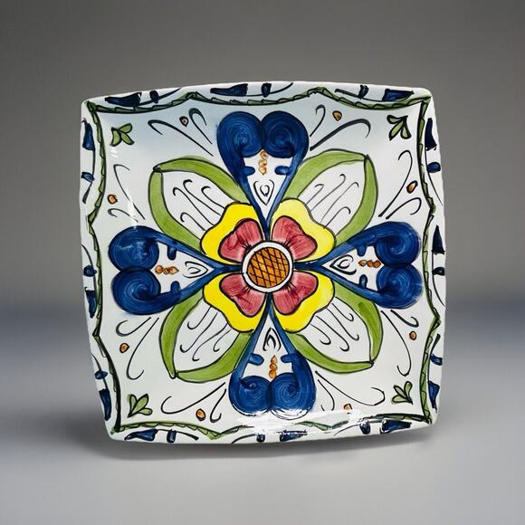 Vintage International Silver Serving Plate Platter Hand Painted Silverplated - Picture 8 of 12